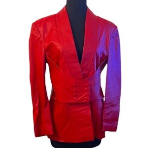 Lee's Custom Tailor Women's Leather Jacket Red, Size Small